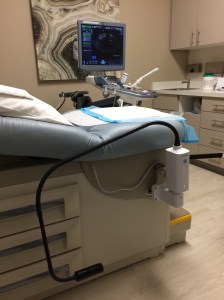 In our exam room awaiting the ultrasound